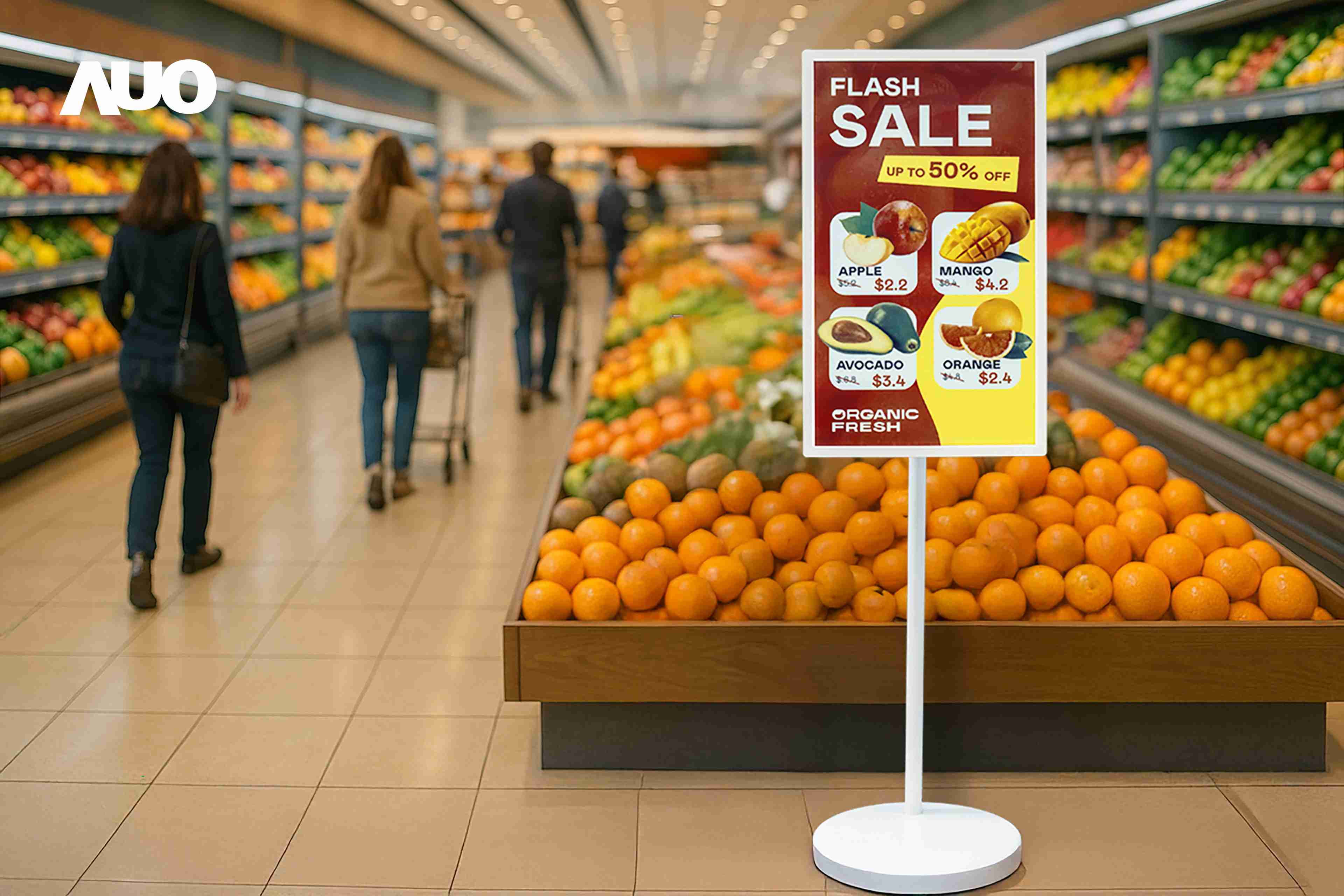 达擎首亮相低功耗、、、全彩的〝aecoPost电子纸解决方案〞，，，仅在更新画面时需要微量的电力驱动，，无需布建电线的便捷设计，，使其可灵活应用、、、、随意置放，，，并可透过云端或行动装置app，，轻松管理及排程广告内容，，，，晋升店头营销利器。。。。